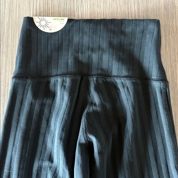 Aerie OFFLINE OG Flare Pants Ribbed High Rise Black XS NWT - Picture 5 of 6